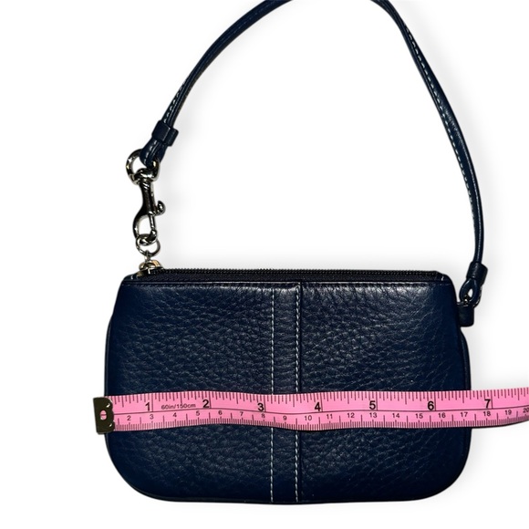 Navy Blue Leather Wristlet - Picture 4 of 5